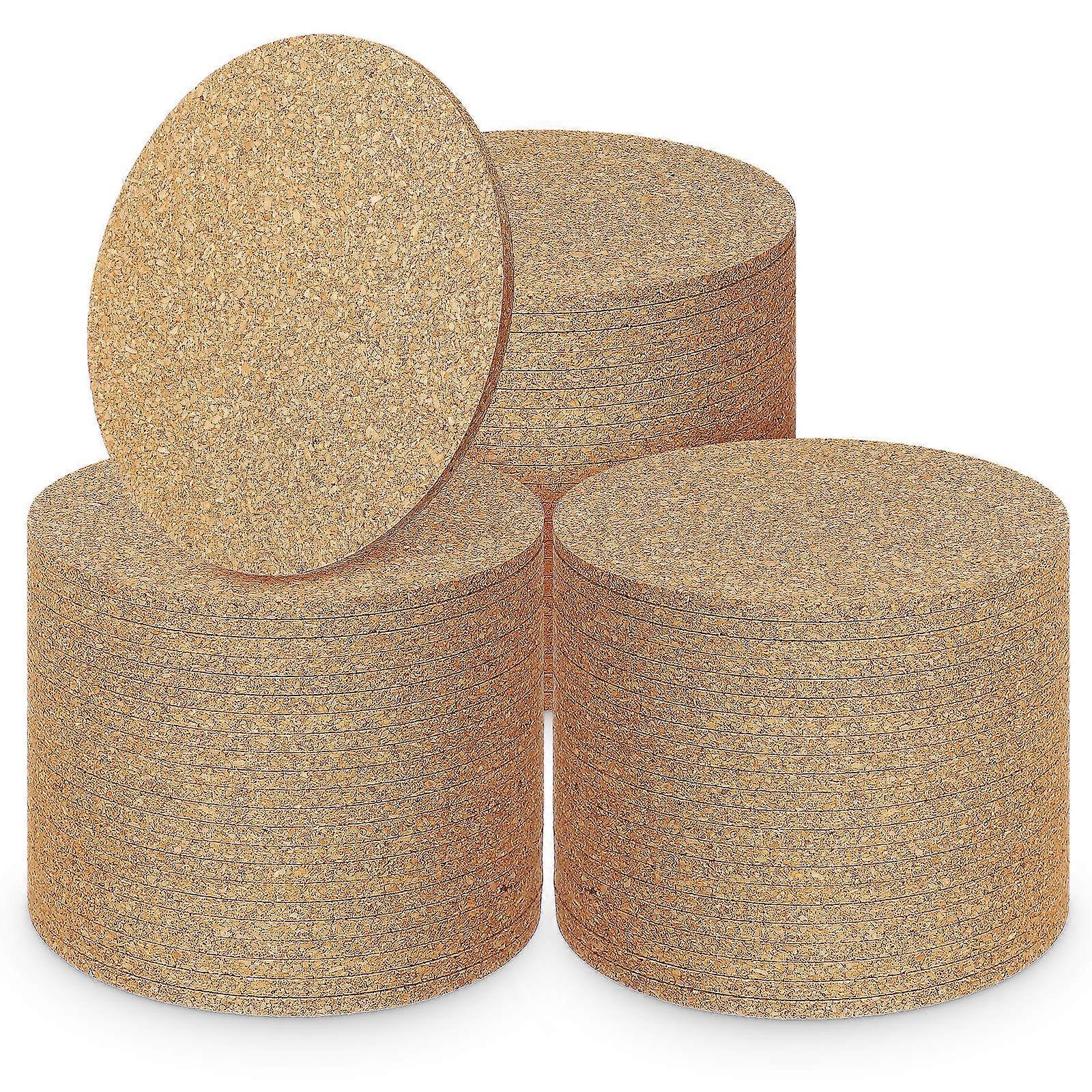 Cork Cup Coasters Round Coasters for Table 100Pcs Bulk Pack