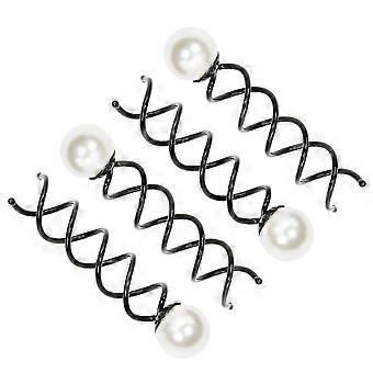 4 Pcs 2.5inch Small Pearl Spiral Hair Pin Twist Spin Pin Non-scratch Round Tips Twist Screw Hair Pin