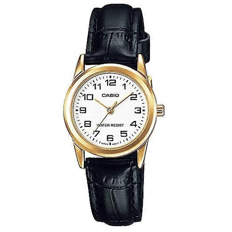 CASIO COLLECTION LADY 3H GOLD, LEATHER - WHITE