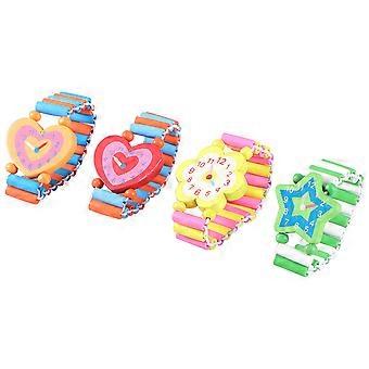 Fresh Wristwatch Toy for Kids Playing 5Pcs Wooden Kids Cartoon Wristband