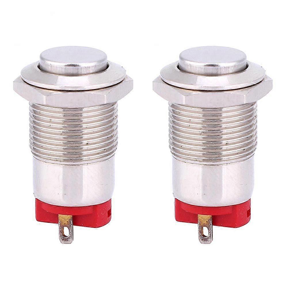 2Pcs Metal Push Button Switch 2 Pins Latching Waterproof Electronic Supplies 12mmHigh Flush