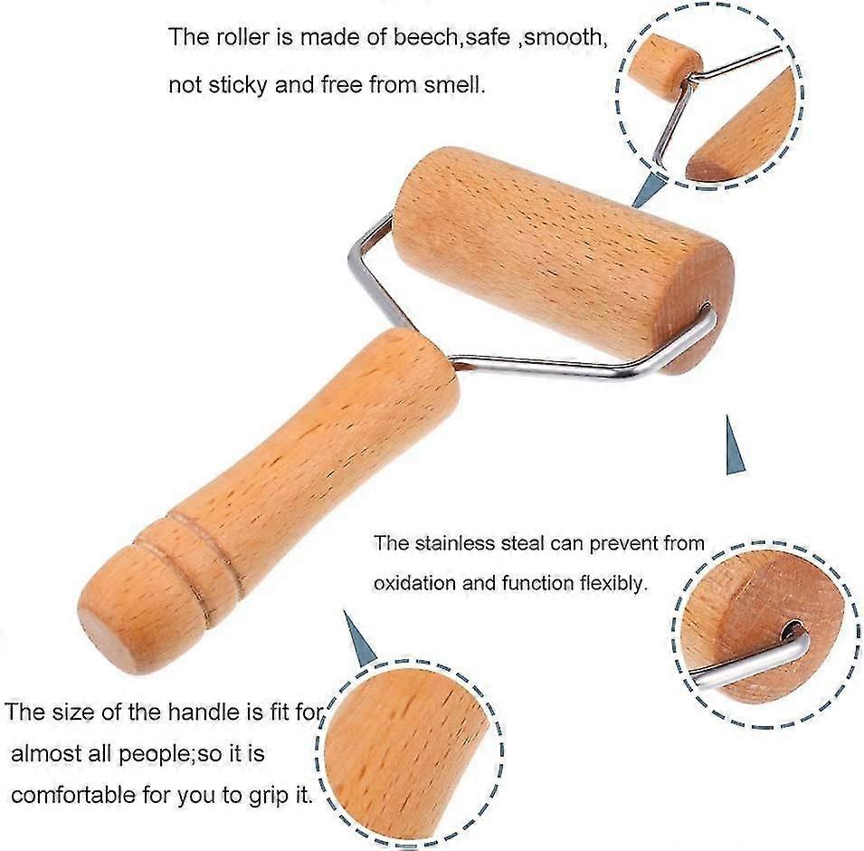2 Pcs Rolling Pin Pizza Roller T-shape E H-shape Beech Wood