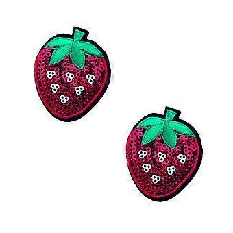 Sequin Strawberry Nifty Nipztix Pasties - Reusable Nipple Covers for Festivals & Raves, Medical Grade Adhesive, USA Made