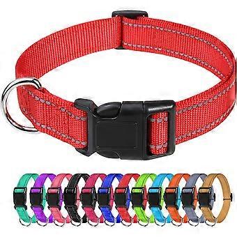 2 stuks zwart, hondenhalsband, klassieke verstelbare reflecterende nylon halsband geschikt voor middelgrote honden, (L) 2,5 cm breedte