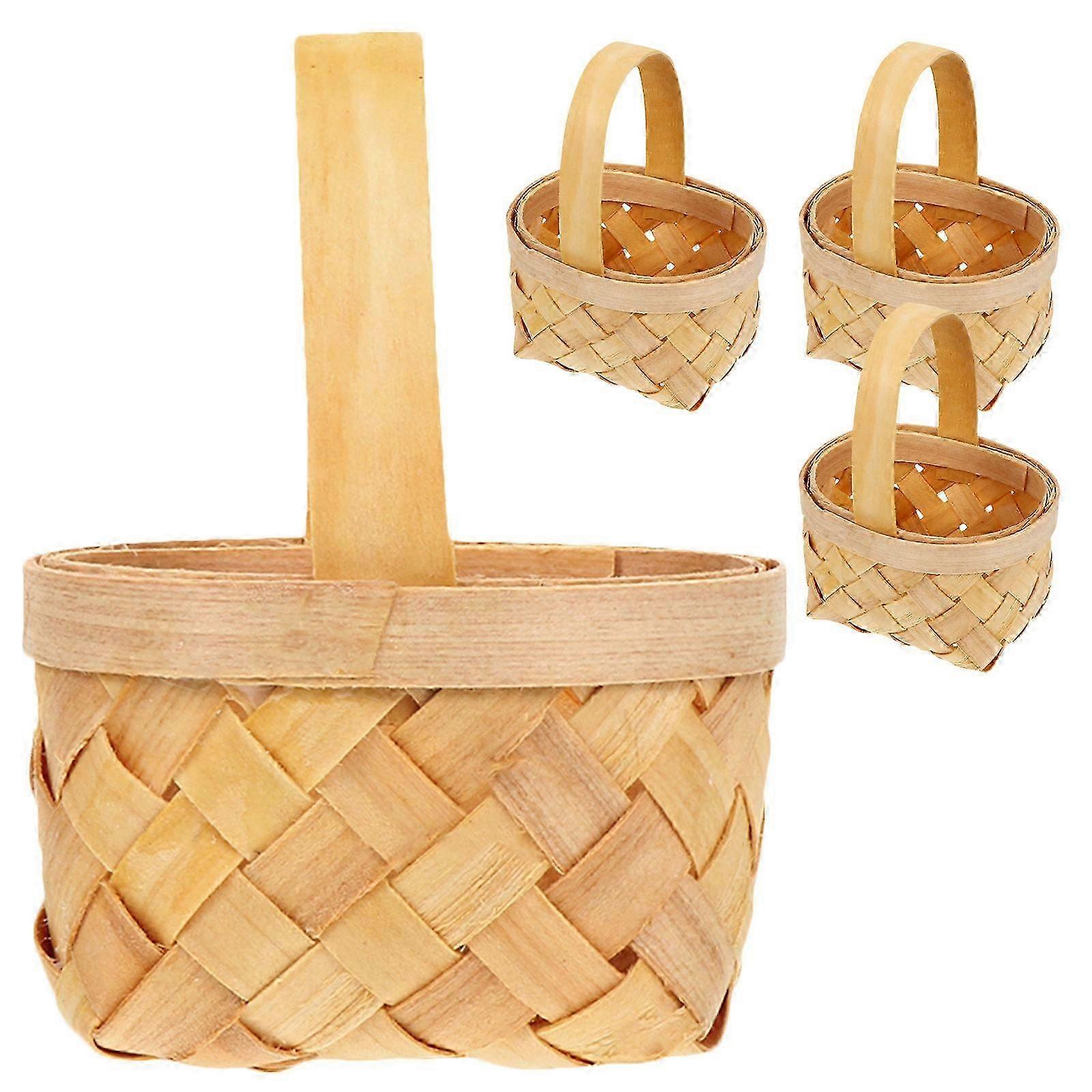 4pcs Simple Hand-woven Baskets Pretty Flower Baskets Practical Gift Baskets