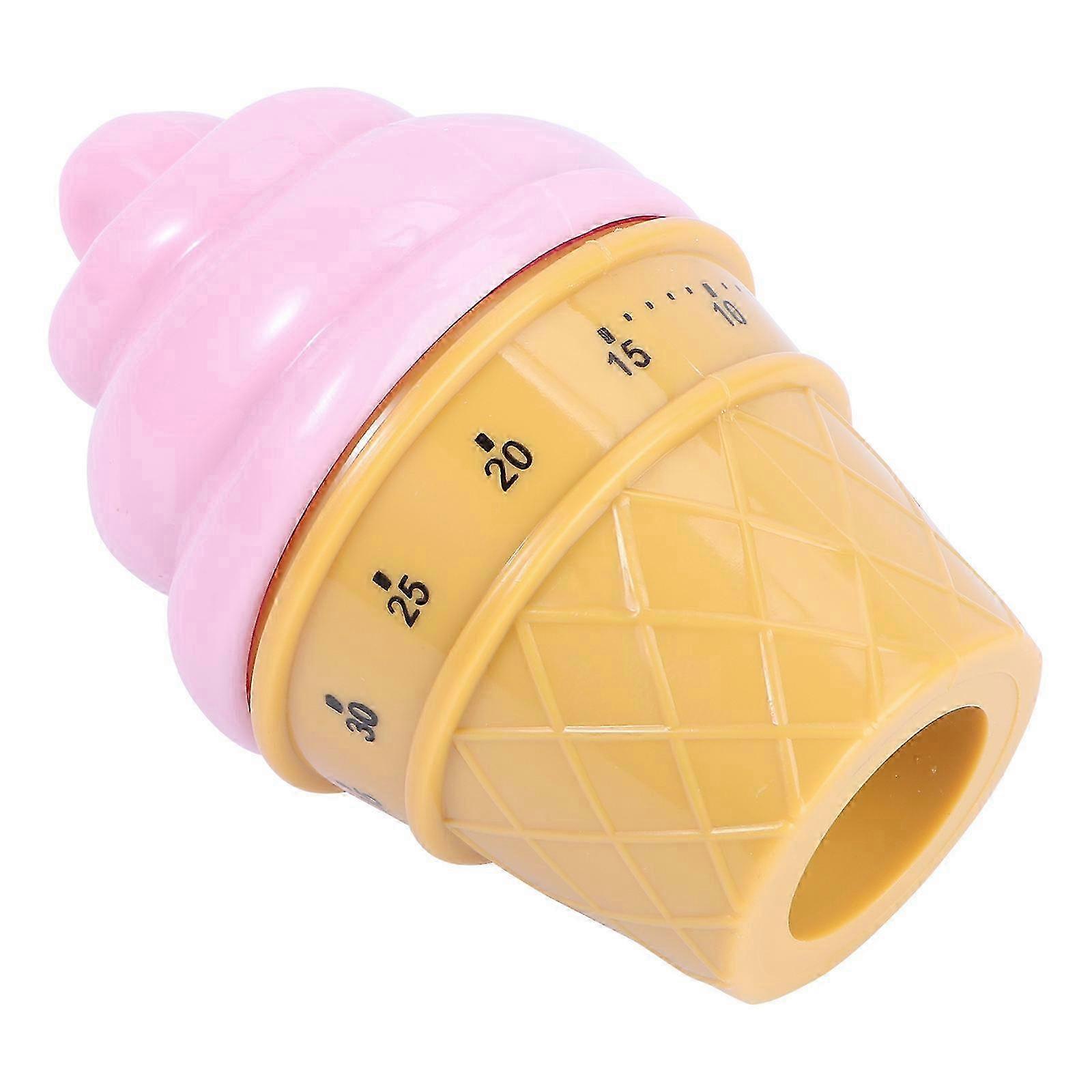 1PC Funny Ice Cream Mechanical Timer Practical Kitchen Timer Reminder (Pink)