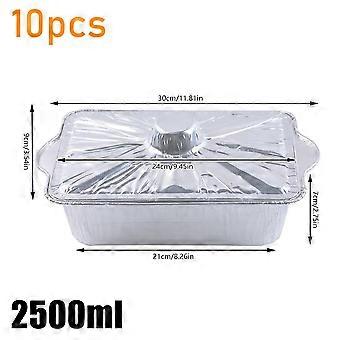10-Pack Disposable Aluminum Foil Pots with Lids for Camping, Grilling, and Takeout, No Cleaning Required