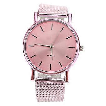 Women Quartz Watch Metal Material for Wearing Use 3Pcs Pink