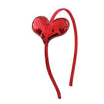 6PCS Glitter Sequin Heart Headband Party Love Shape Hair Hair Accessories for Women Girl (Red/Blue/Colorful Each for 1PC/Yellow for 2PCS)