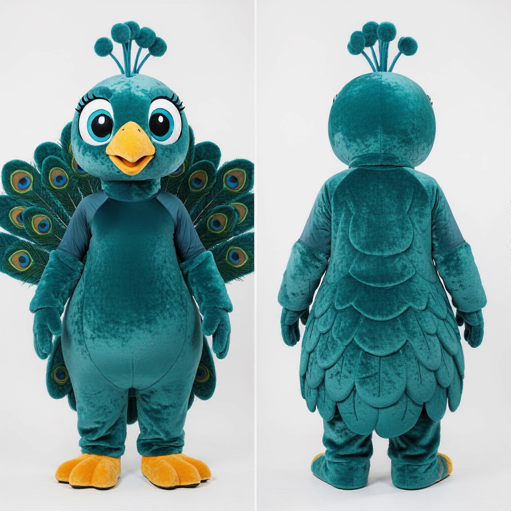 MASTICOT Teal Velvety Peacock Mascot
