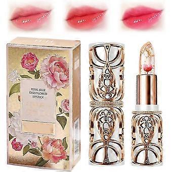 Petal Jelly Discolored Lipstick, Crystal Jelly Flower Color Changing Lipstick, Crystal Flower Jelly Lipstick, Waterproof Changing Color Lipstick