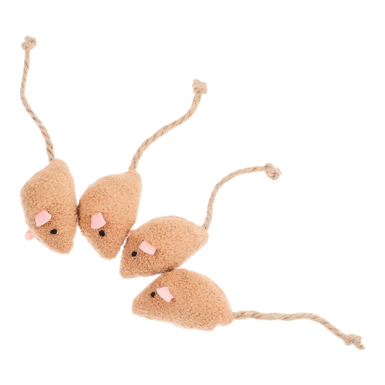 Cat Plush Mouse Toy for Interactive Play and Teething 4Pcs Pack