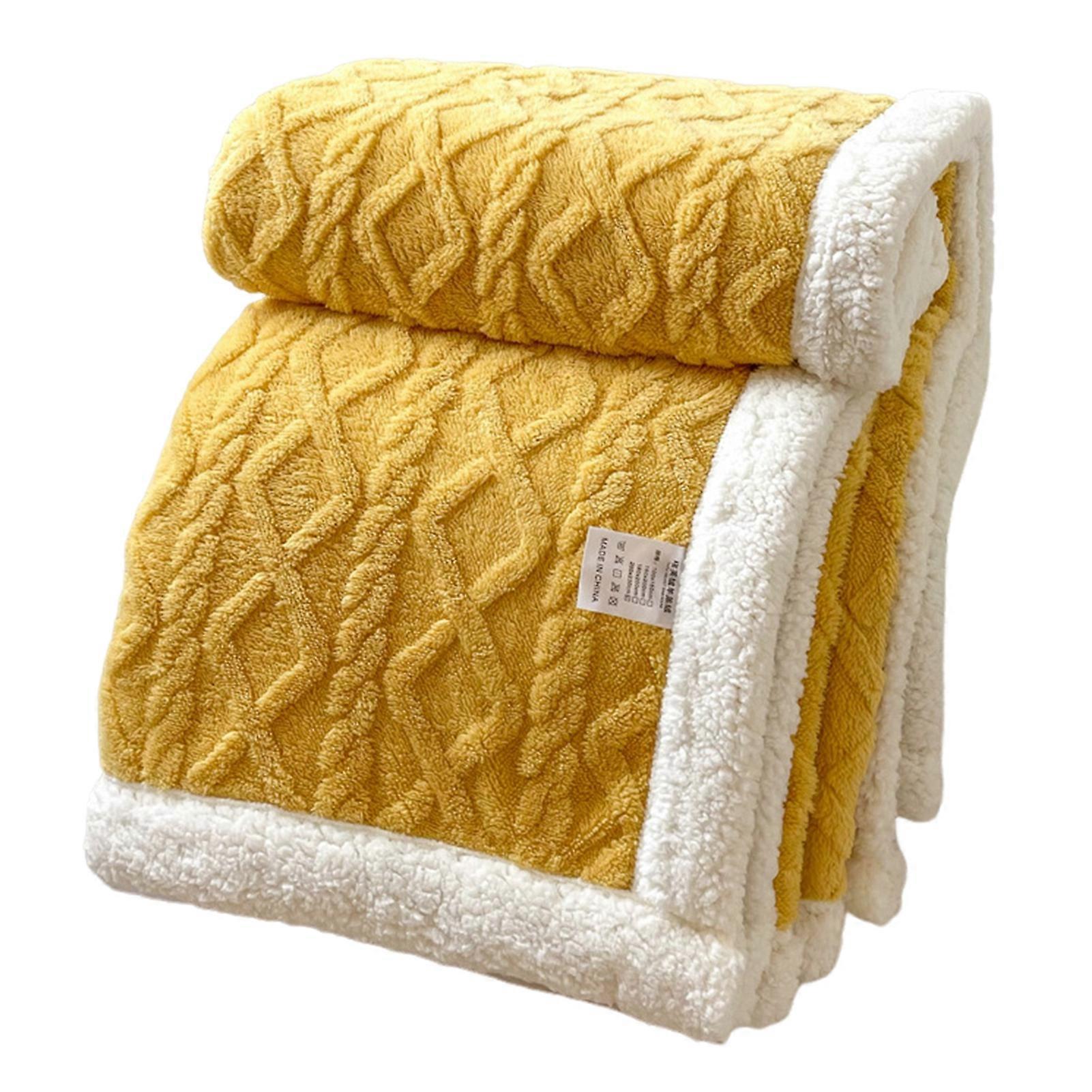Winter Warm Blanket Double-Layered, Fluff Plush Jacquard Solid Color
