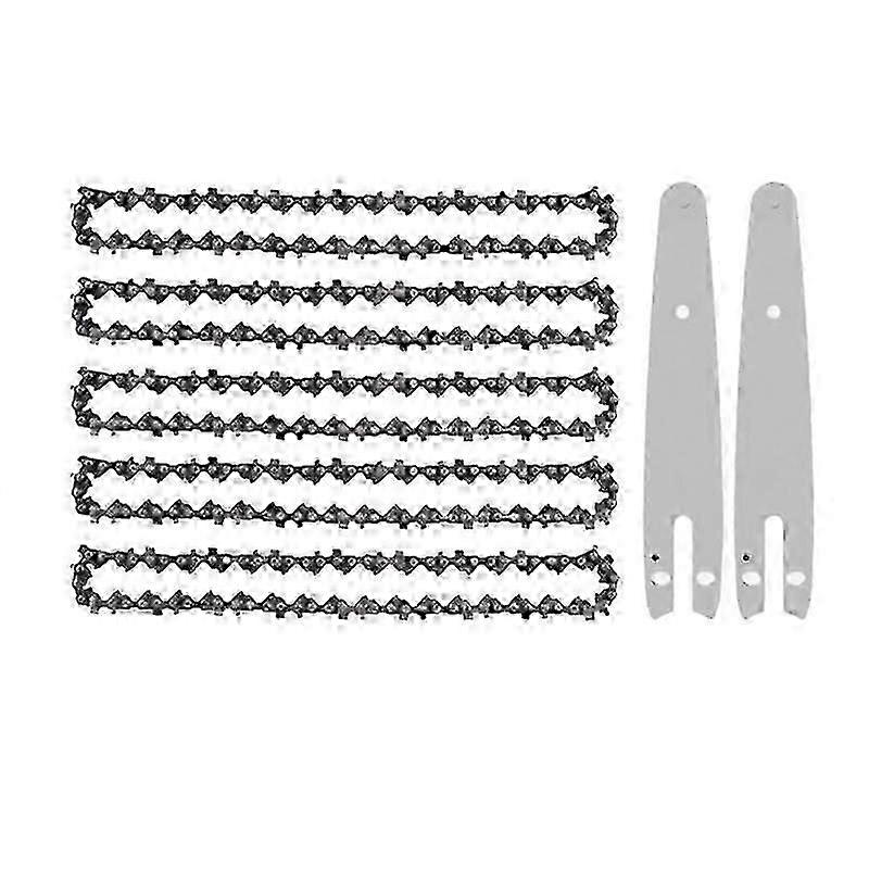 Portable Mini Chainsaw Chain 6 Inch 5Pcs Includes 2Pcs Replacement Bar