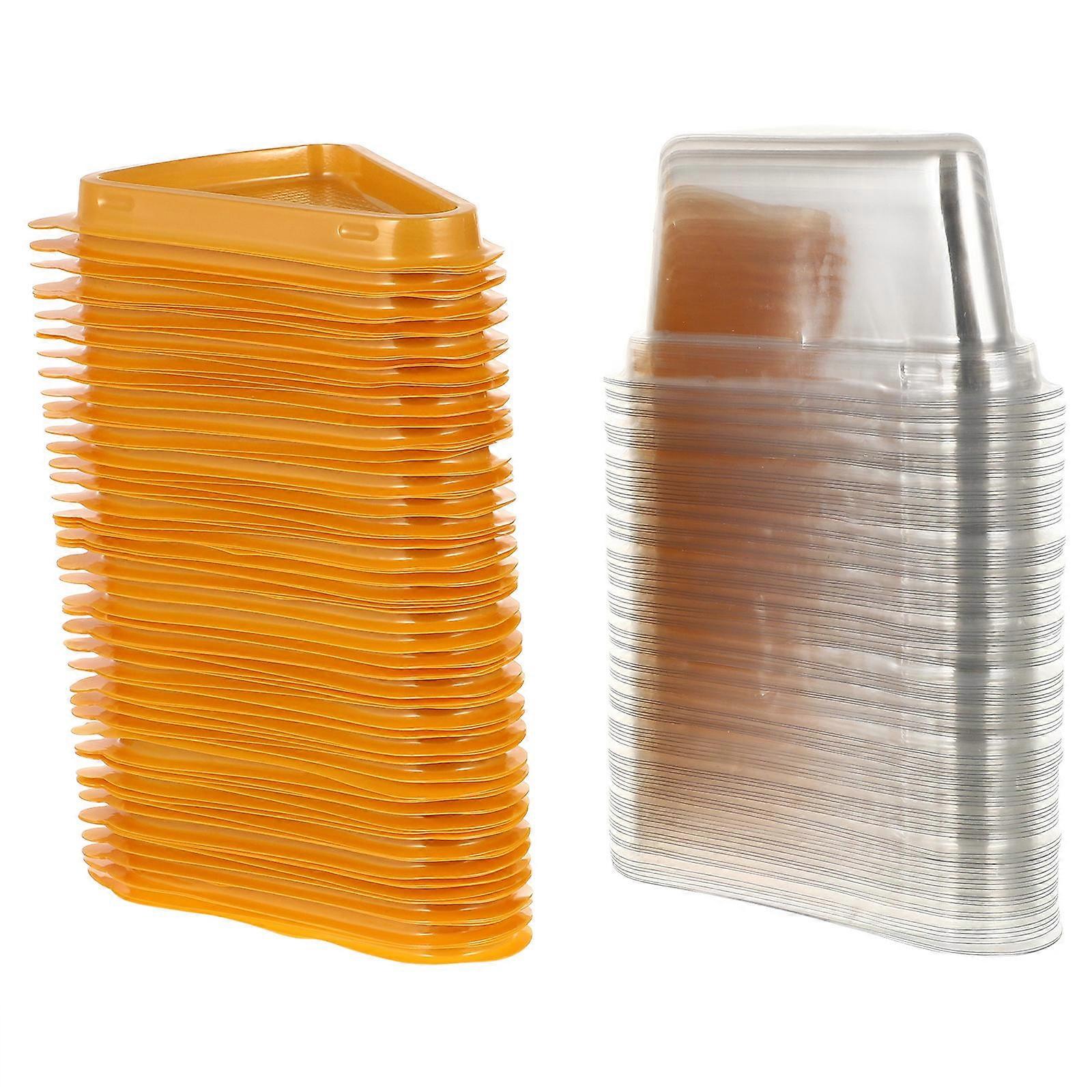 Triangle Egg Cake Box Mousse Cake Container for Storage 100Pcs Golden