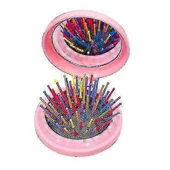 Flower Design Portable Air Cushion Comb Cartoon Girl Heart with Makeup Mirror