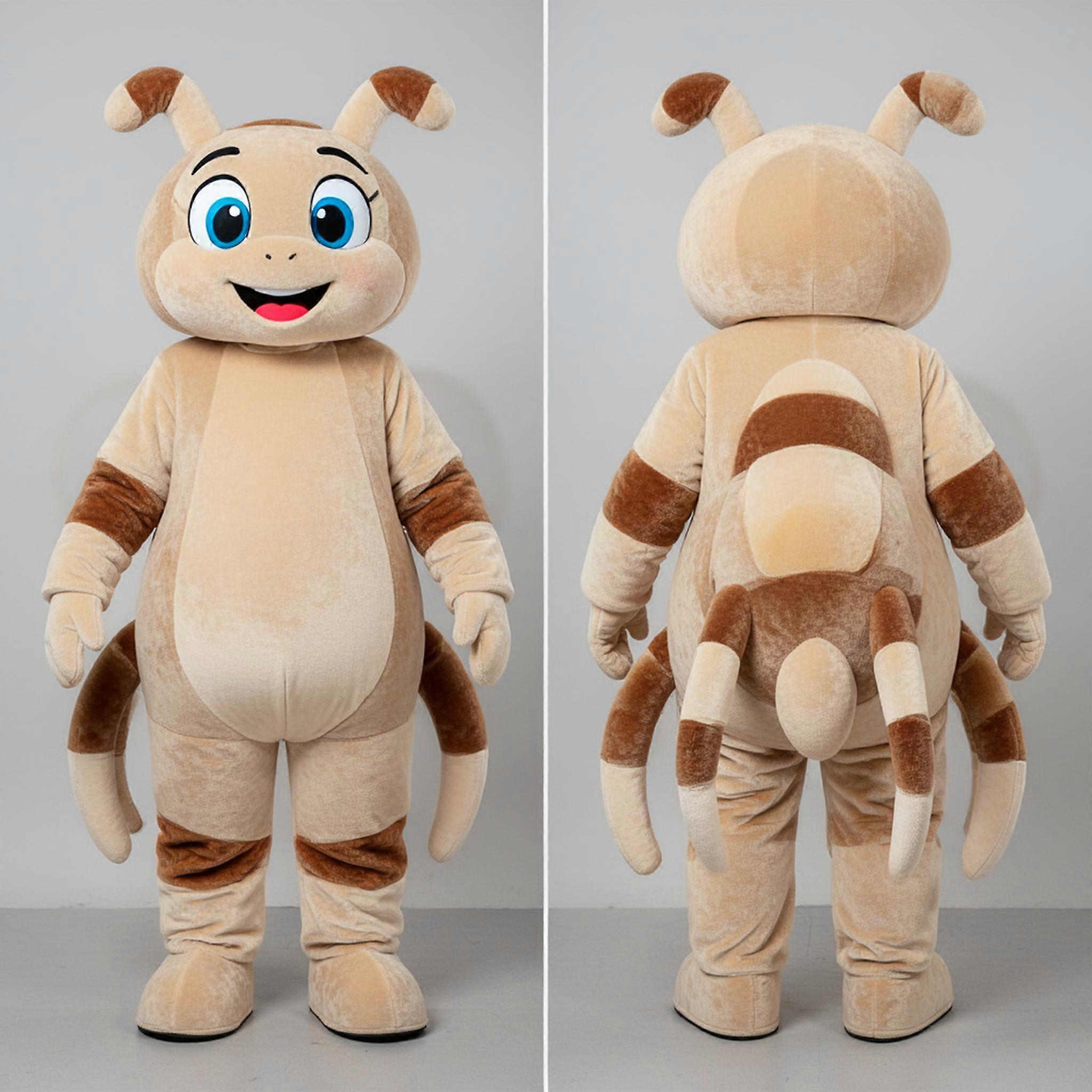 MASTICOT Beige Velvety Spider Mascot