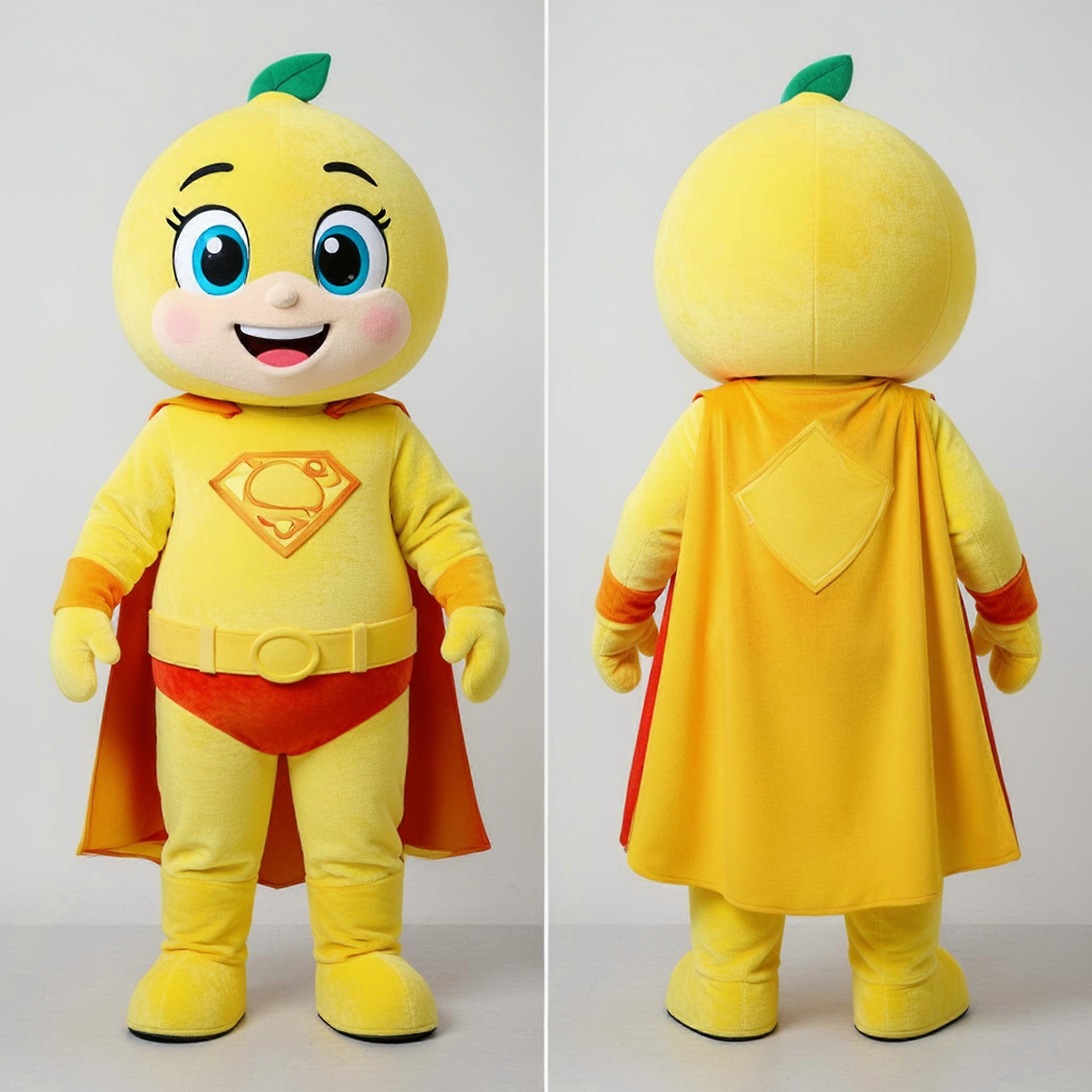 MASTICOT Lemon Yellow Dynamic Superhero Mascot