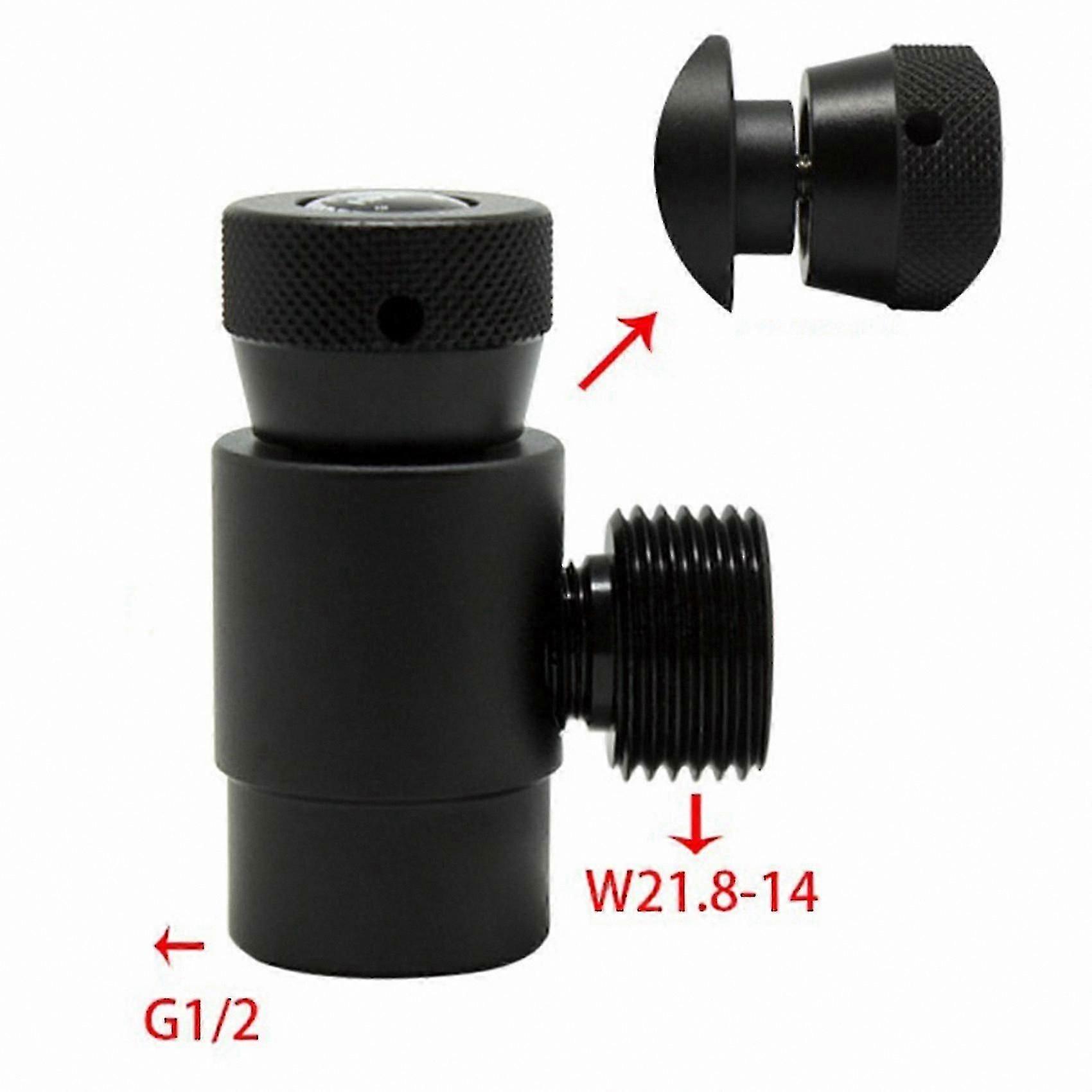 Silver pneumatic coupling with TR21-4 to W21.8-14 threaded adapter.