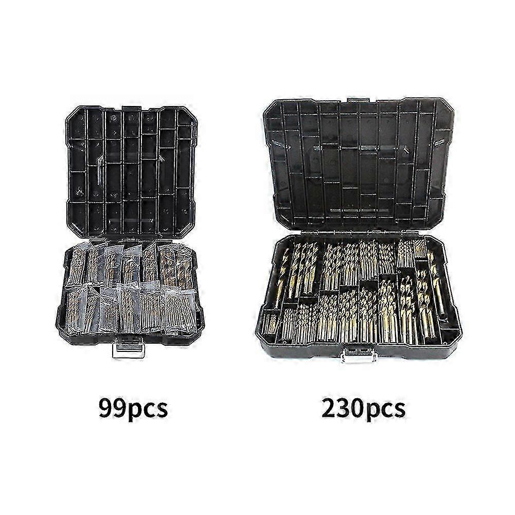 99pcs/230pcs With Case Gold Titanium Coated 1-10mm Replacement Drill Bit Set