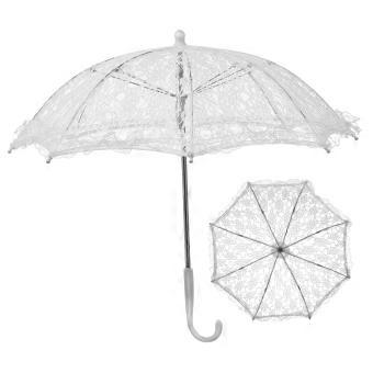 Transparent Lace Wedding Umbrella Vintage Bridal Parasol with Comfortable Handle for Photography and Party