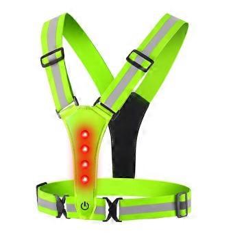 Adjustable LED Reflective Running Vest, Elastic and Safety Cycling Vest with Light for Night