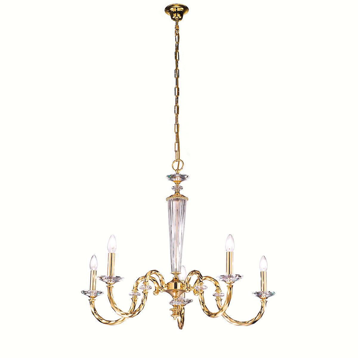 Imperio Multi Arm Chandeliers 5 Light 24 Carat Gold