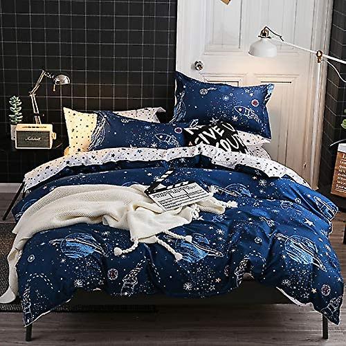 Ultra Soft Duvet Cover Set, 3 Pieces Set with Zipper Closure, 1 Comforter Cover and 2 Pillow Shams, Outer Space Celestial Galaxy, Blue, King Size