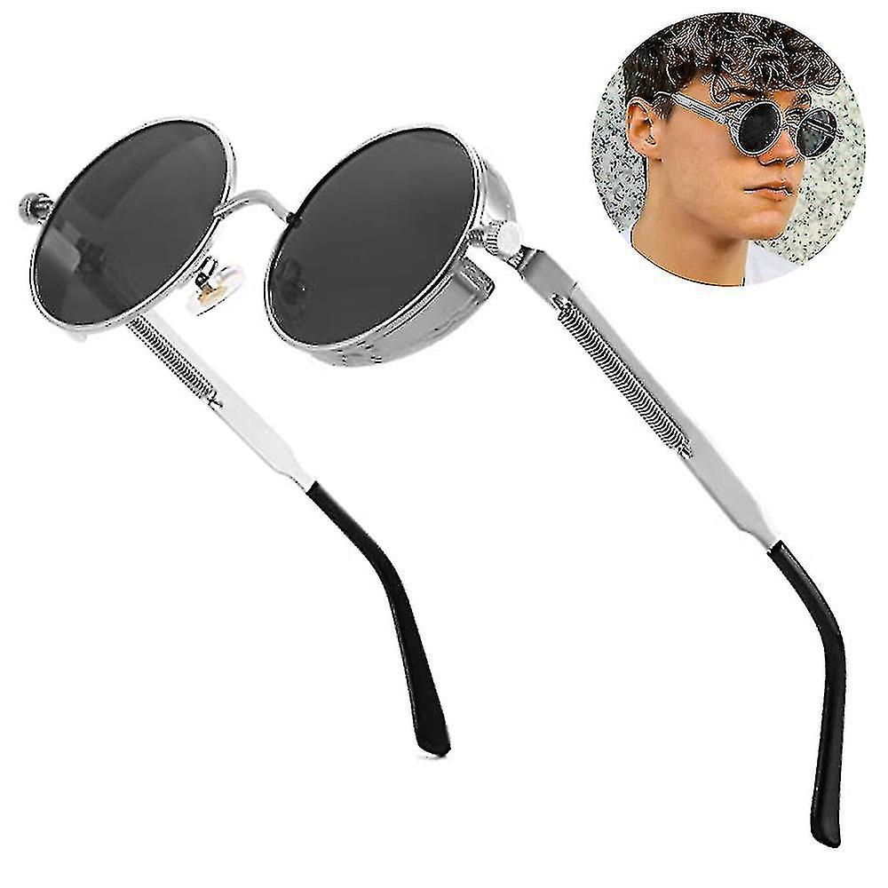 1 Pcs Polarized Sunglasses For Men, Uv Protection, Round Gothic Shades