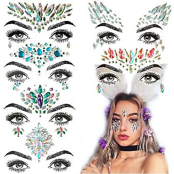 Veeki Halloween Face jewels festival Women Face Gems Glitter 6 Sets Rhinestone Rave Festival Face Jewels,Crystals Face Stickers Eyes  Body Temporary T