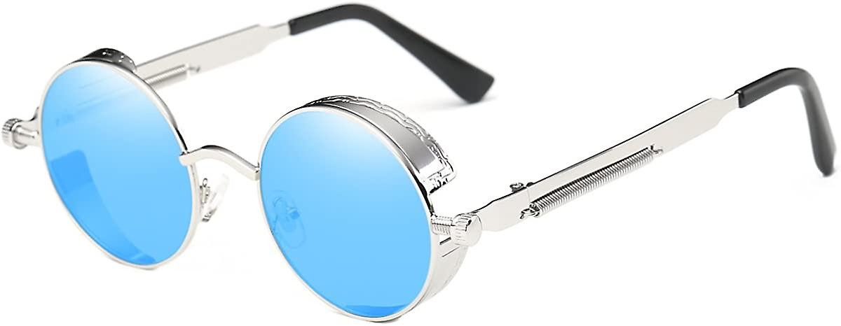 Ubiuo Vintage Steampunk Retro Metal Round Circle Frame Sunglasses
