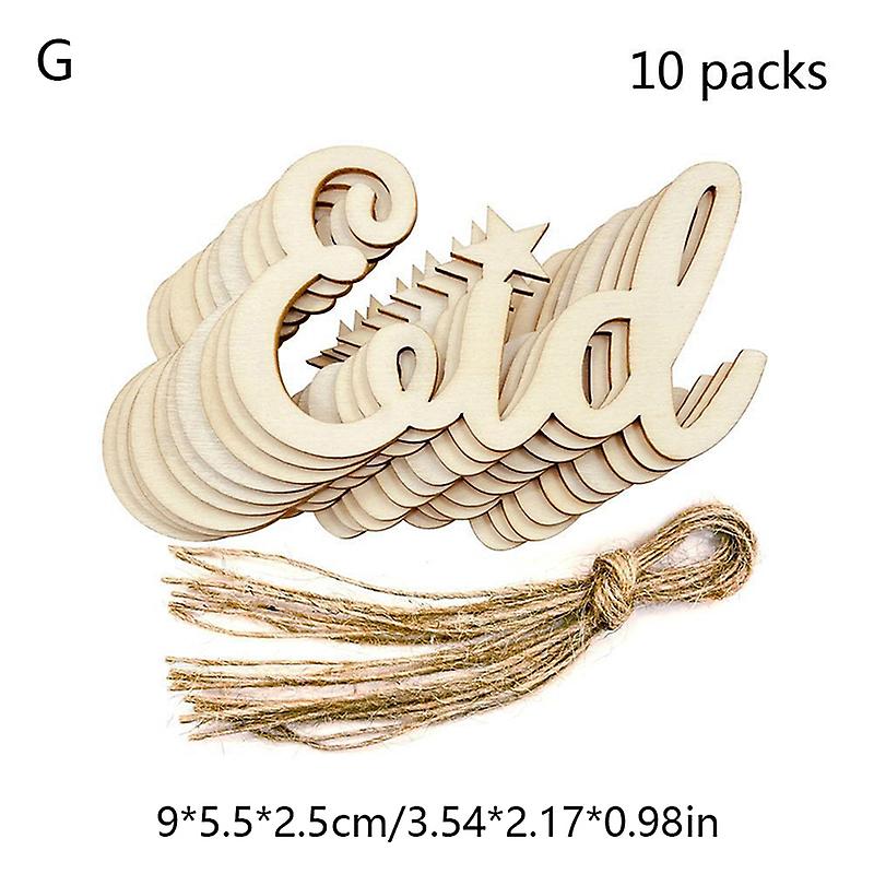 10pcs Ramadan Wooden Hang Tags Pendant Eid Mubarak Decoration Party Supplies