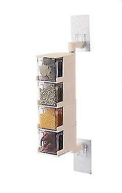 Beige 3 Tiers Wall Hanging Rotating Pulses spice Storage Dispenser Boxes
