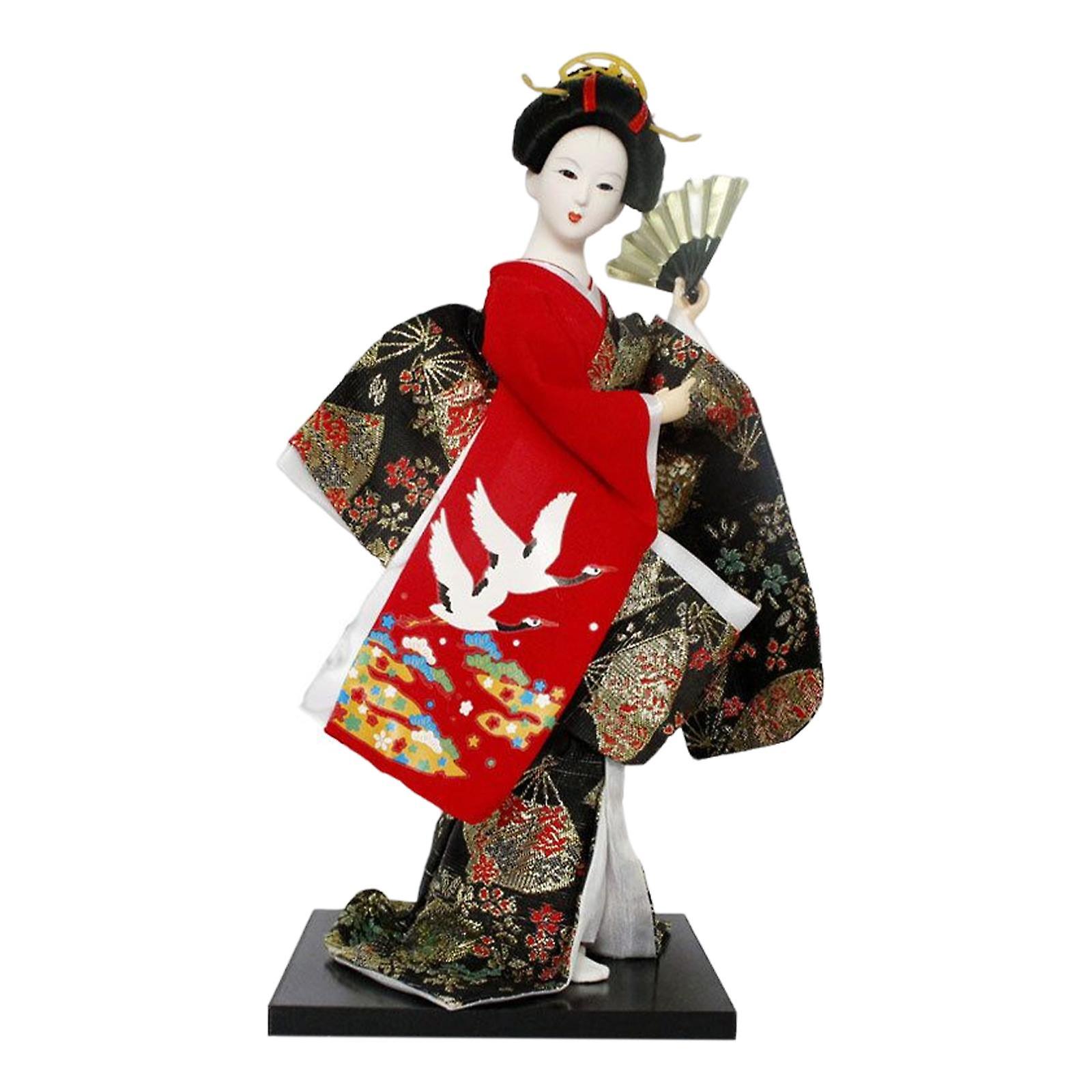 Boneca Geisha Japonesa de 12 polegadas Colecionável para Decoração de Casa Vermelha