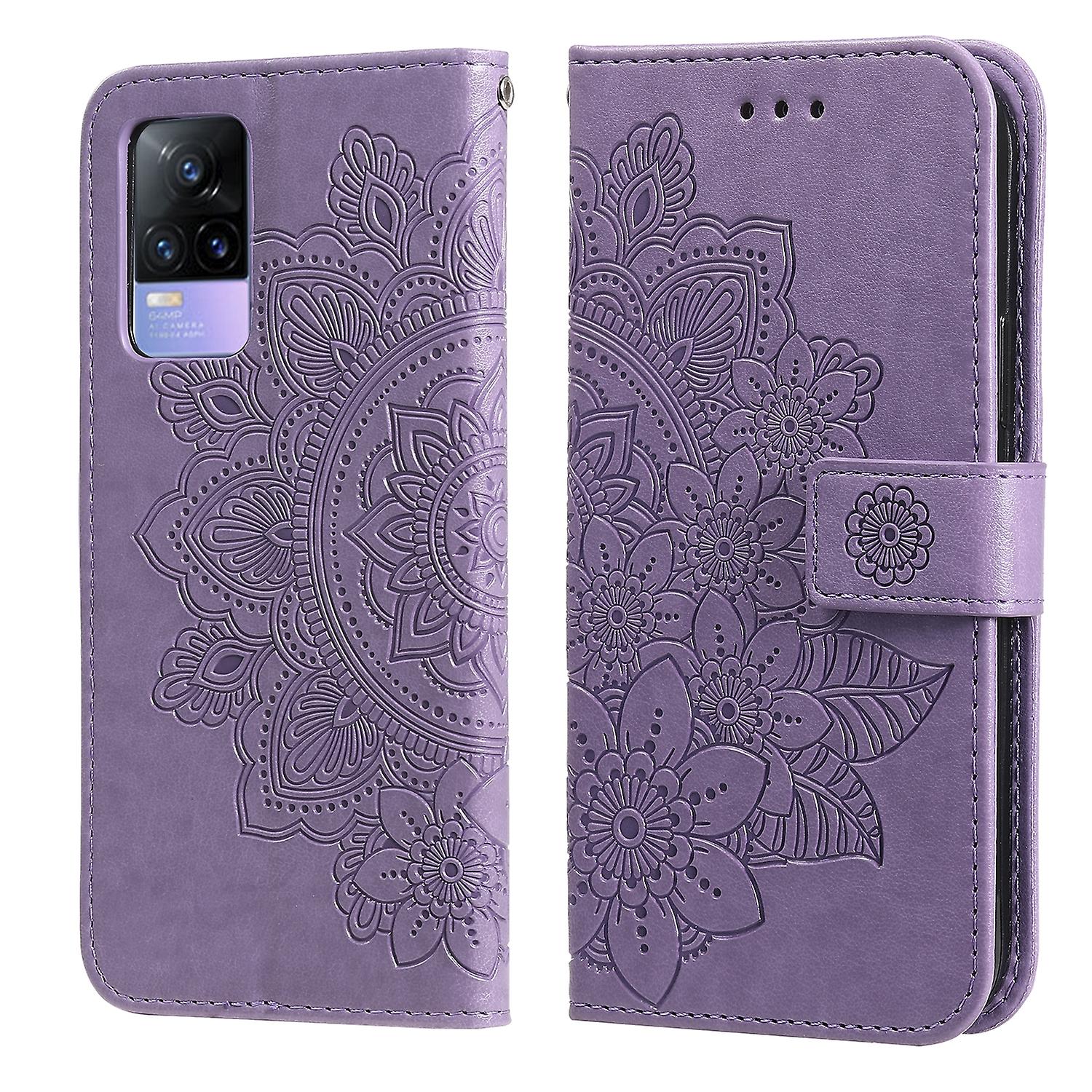 For vivo V21e 7-petal Flowers PU Case
