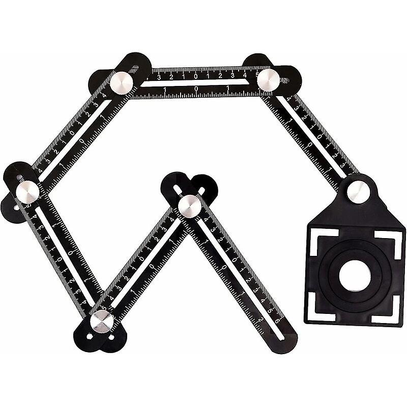 Angleizer Template Aluminum Alloy 6-Sided Angle Measuring Tool Multi-Angle Ruler Multi-Function Ruler with Positioning Ruler, Measuring Ruler, Porous