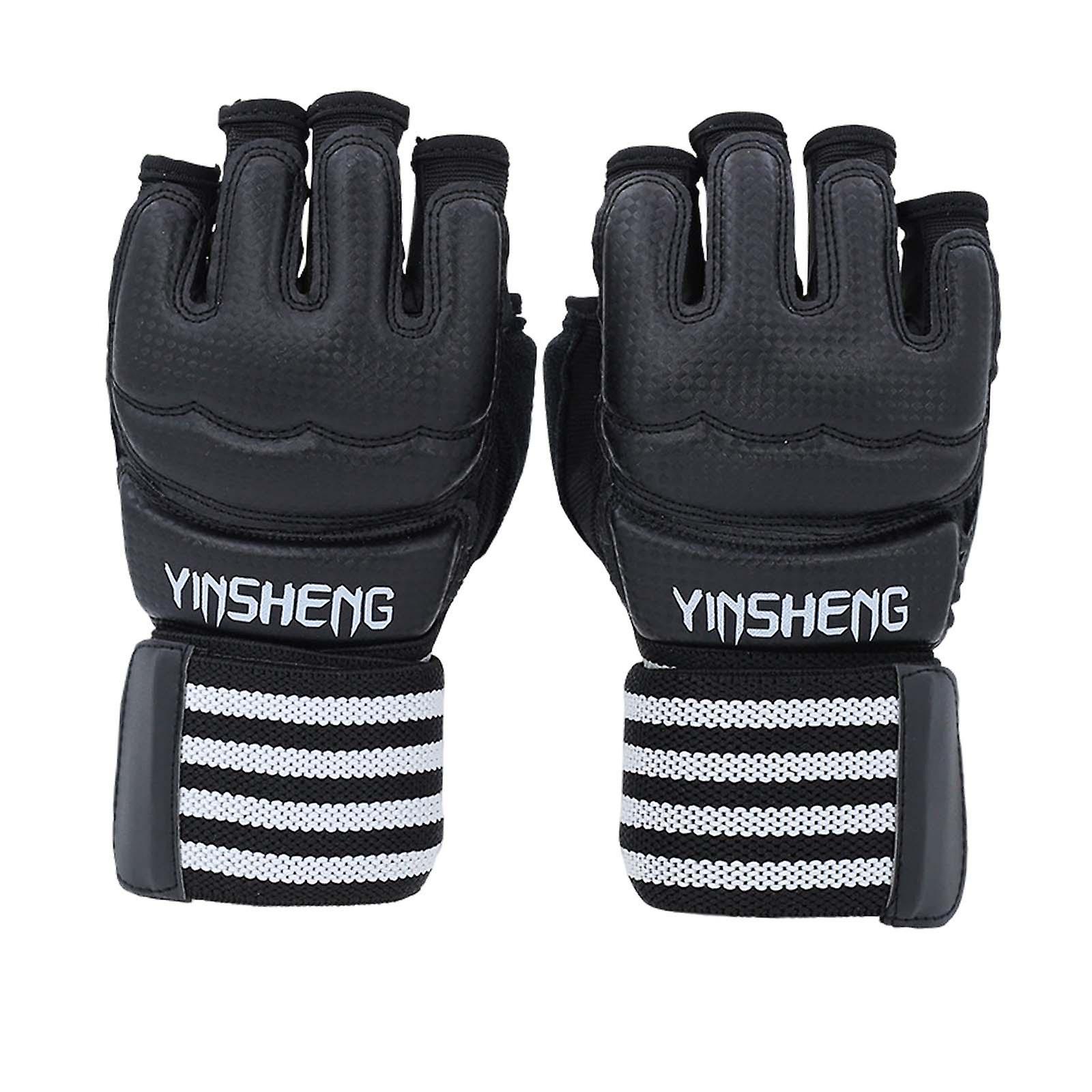 Γάντια Kickboxing Γάντια Μάχης Μισού Δακτύλου για Taekwondo Τσάντα Διάτρησης Mma XS Μαύρο