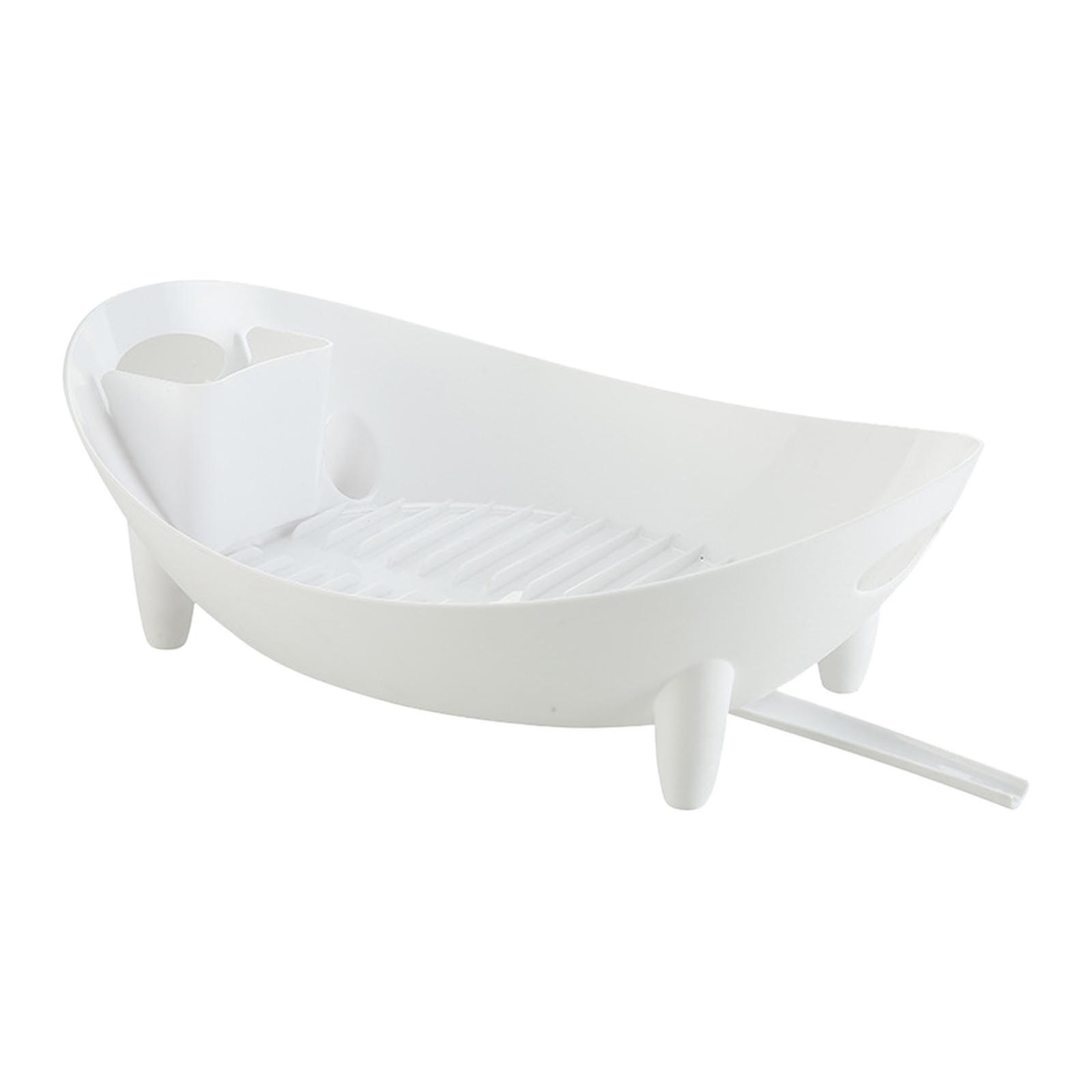 Séchoir à vaisselle avec sortie d’eau Porte-drain de cuisine durable polyvalent blanc