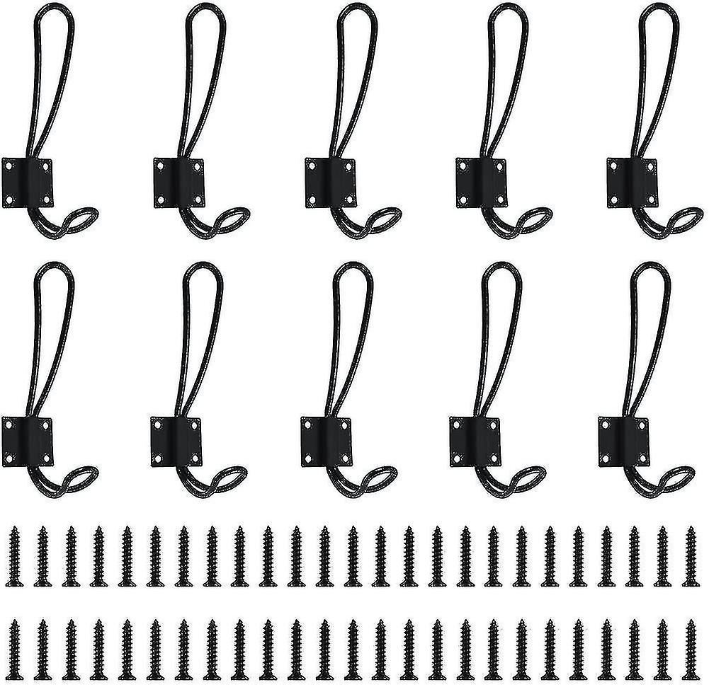 Coat Hook, 10 Pieces Retro Double Metal Hooks Coat Hook Wall Mounted Coat
