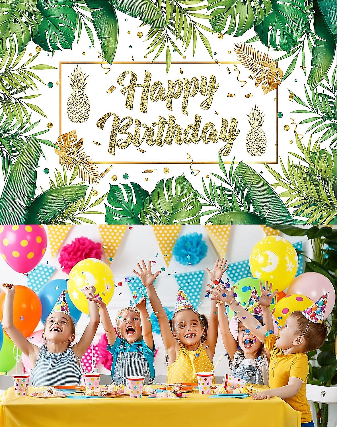 Décoration Fête 2.1x1.5m Toile De Fond Anniversaire 2,1x1,5m - Thème Vert  Et Or Avec Paillettes Et Eucalyptus Joyeux Anniversaire Decoration, image size:1184x1500