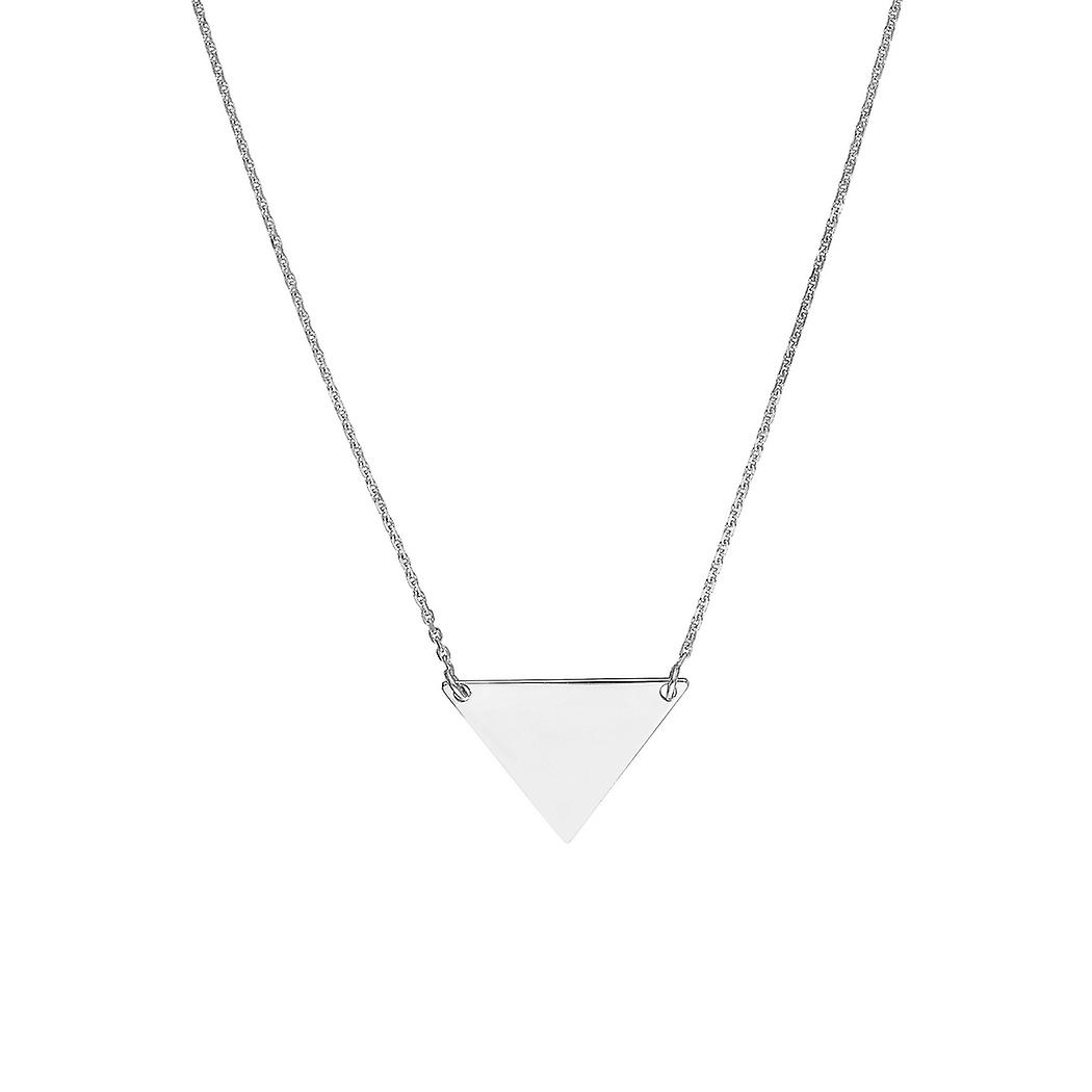 Colar com pingente triangular ajustável lateralmente em prata de lei 925 com banho de ródio, 45 cm (18 polegadas), para mulheres.
