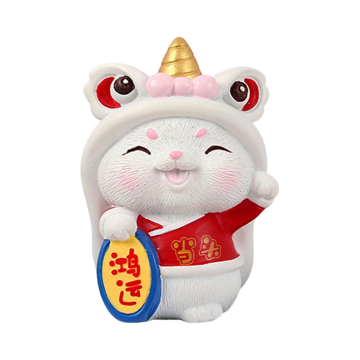 Rabbit Ornament Cartoon Decorative Synthetic Resin Miniature Lucky Bunny Statue New Yea Decoration