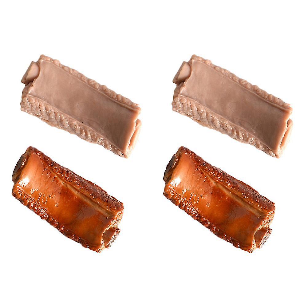 4pcs Artificial Rib Models Lifelike Photography Props Rib Adornments (assorted Color)