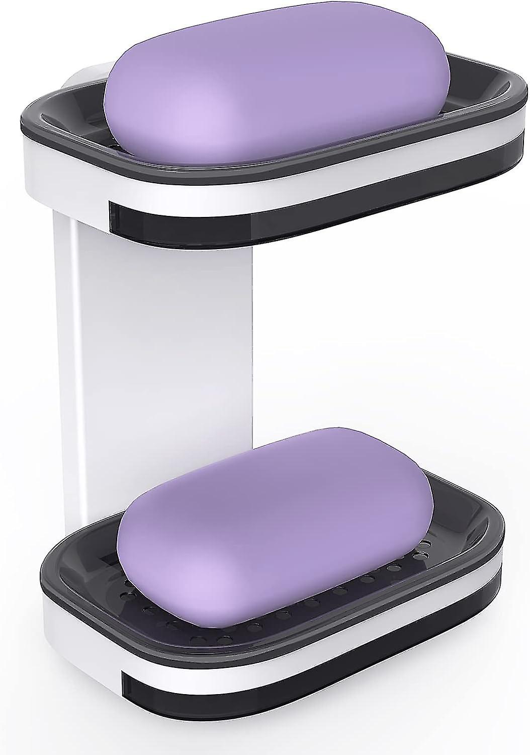 Suction Cup Wall Mounted Double Layer Soap Rack No Drilling Brackets Required