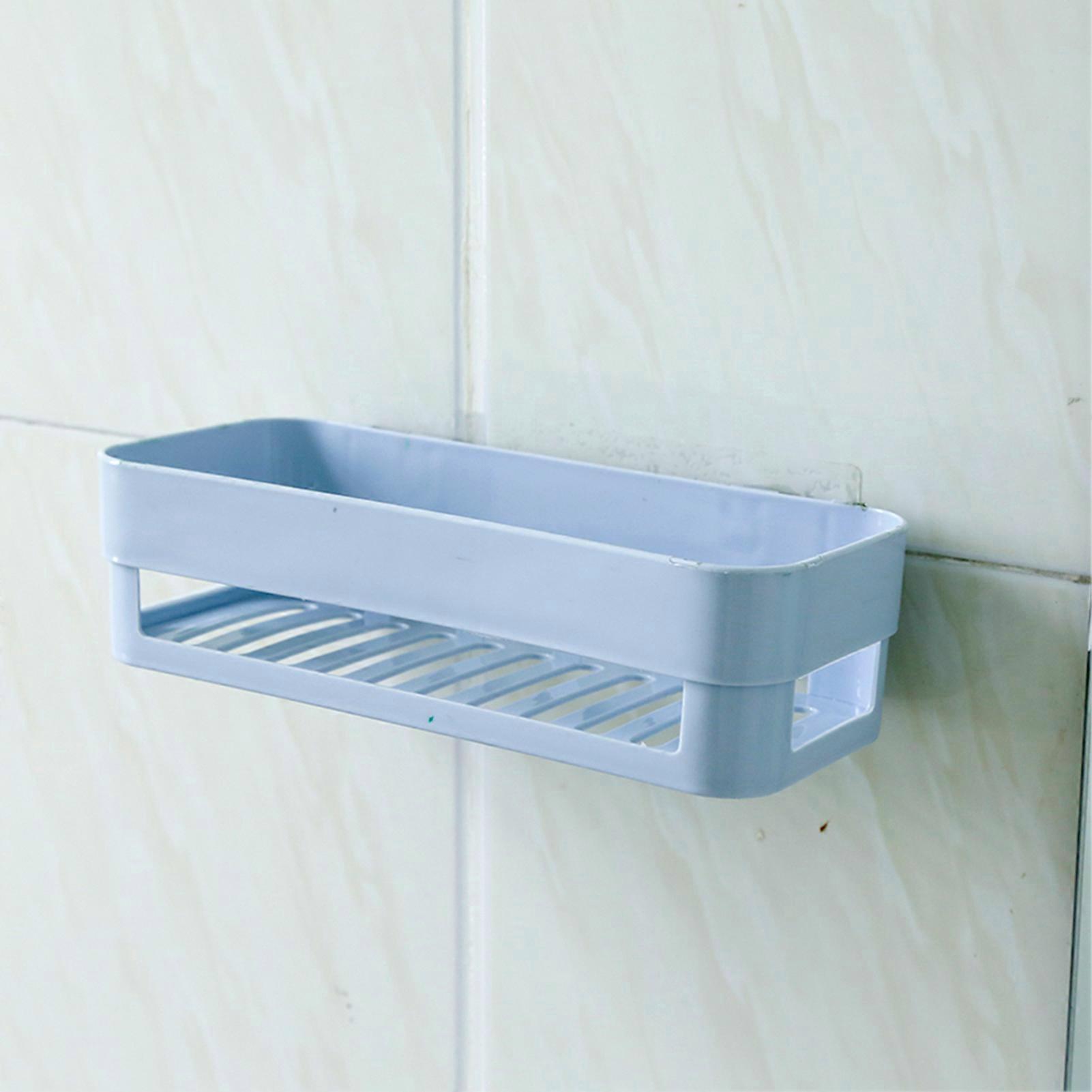 1Pc Blue Stick Type Wall Storage Rack Organizer 26x10x7cm