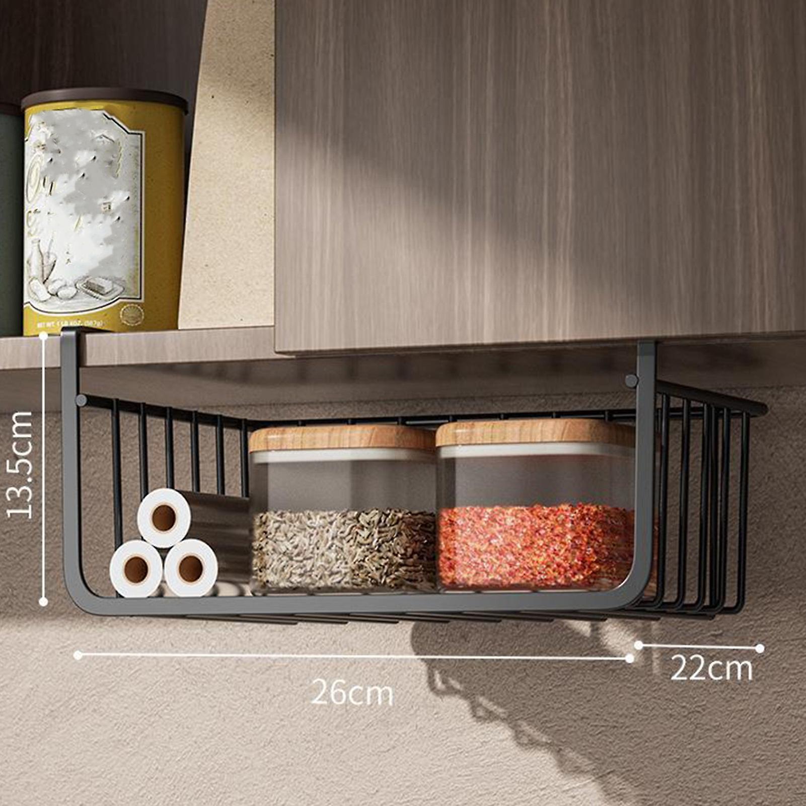 Under Shelf Storage Basket Multipurpose All Metal Under Shelf Wire Basket for Kitchen Office Pantry Desk Bookshelf M Black
