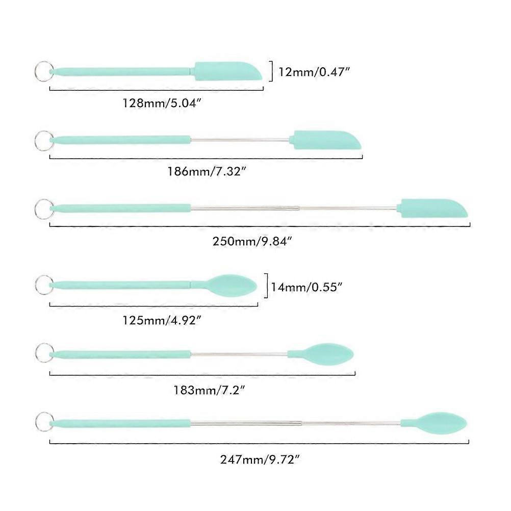 2Pcs Mini Silicone Spatula Set Reusable Retractable Small Thin Jar Scraper for Makeup Beauty Kitchen