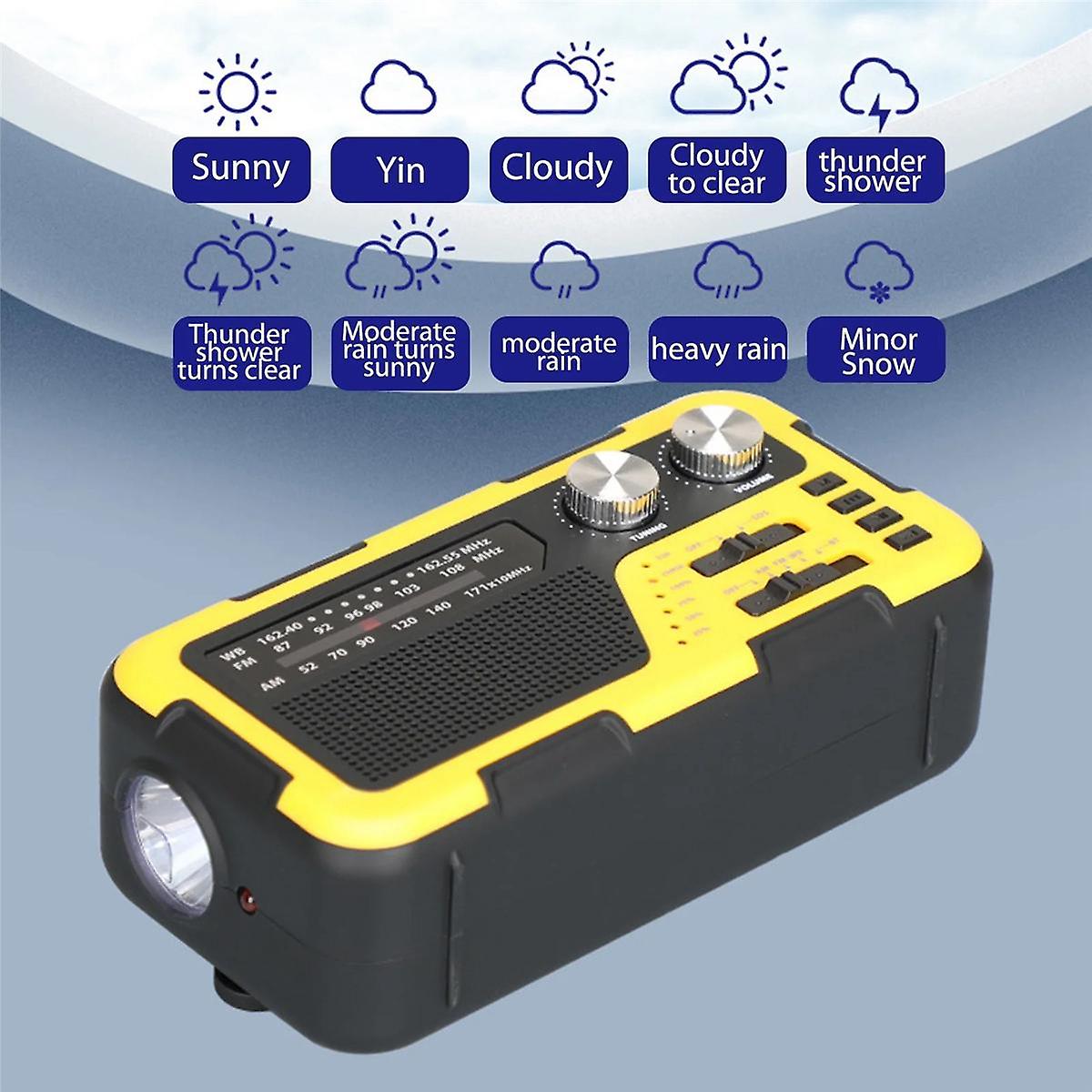 USB Hand Crank Emergency Radio Solar Charging Radio Reading Light 4000MAh 3.5mm Headphone Jack for