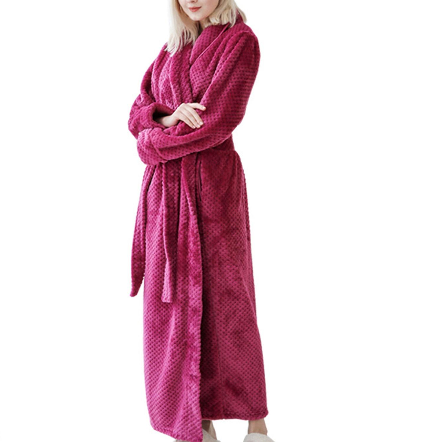 Winter Fashion Women Thicken Plush Long Sleeve Bathrobe Sleepwear
