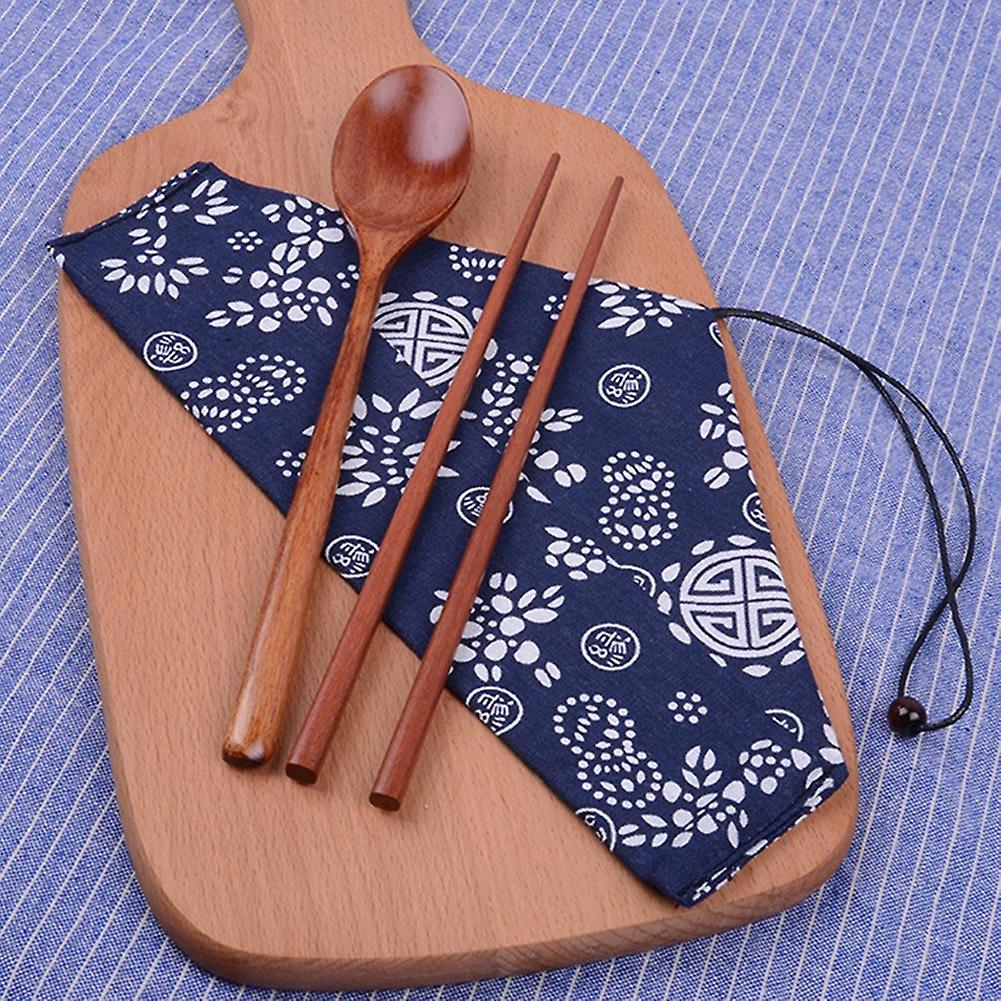 Portable Wood Tableware Set 23.5cm Chopsticks & Spoon 47g